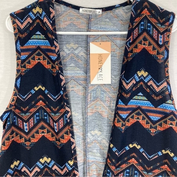 NWT Honey and Lace Chevron Open Front Cardigan Size Small - Picture 3 of 10